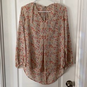 Lauren Conrad Floral Top Medium Cream